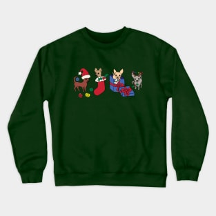 Green Christmas Chihuahuas - Smooth coat chihuahuas - Christmas Chihuahua Tee Crewneck Sweatshirt